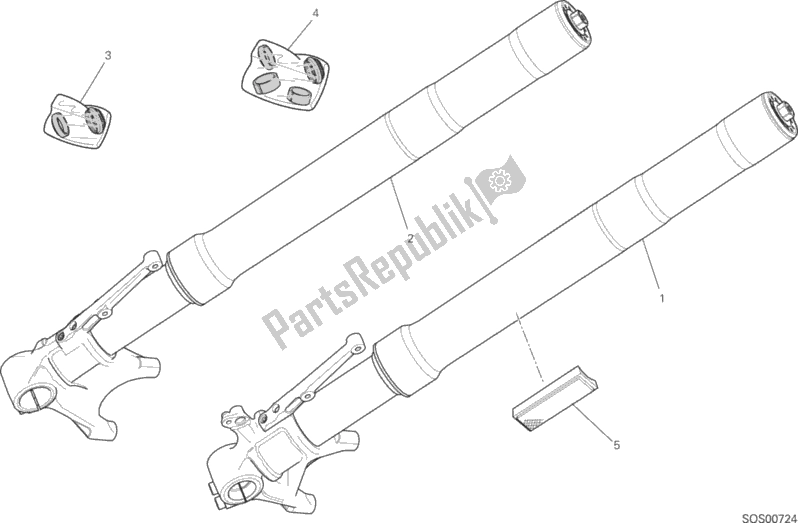 All parts for the Front Fork of the Ducati Monster 1200 S Brasil 2019